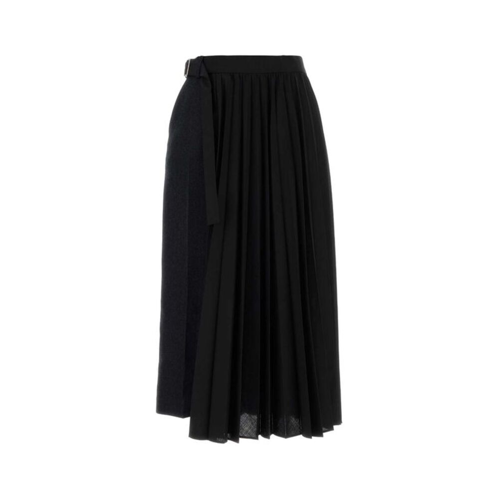 Sacai Women Two-Tone Wool And Twill Skirt